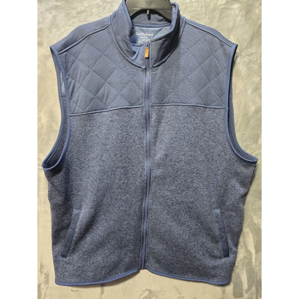 Saddlebred Comfort Flex Blue Heather Sleeveless Full Zip Vest 2XLT Gorpcore